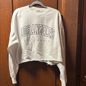 John Galt White Los Angeles Cropped Sweatshirt